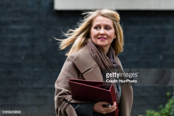 Minister of State for Housing Esther McVey leaves 10 Downing Street in central London after attending a Cabinet meeting on 14 January, 2020 in...