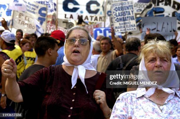 Hebe de Bonafini , president of the association Mothers of the May Square, march along with unemployed in La Matanza, Buenos Aires, Argentina, 21...