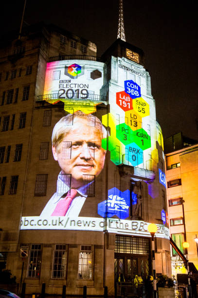 GBR: UK Elections Results Are Projected Onto BBC Broadcasting House