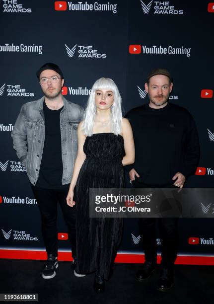 Martin Doherty, Lauren Mayberry and Iain Cook of CHVRCHES attend The Game Awards 2019 at Microsoft Theater on December 12, 2019 in Los Angeles,...