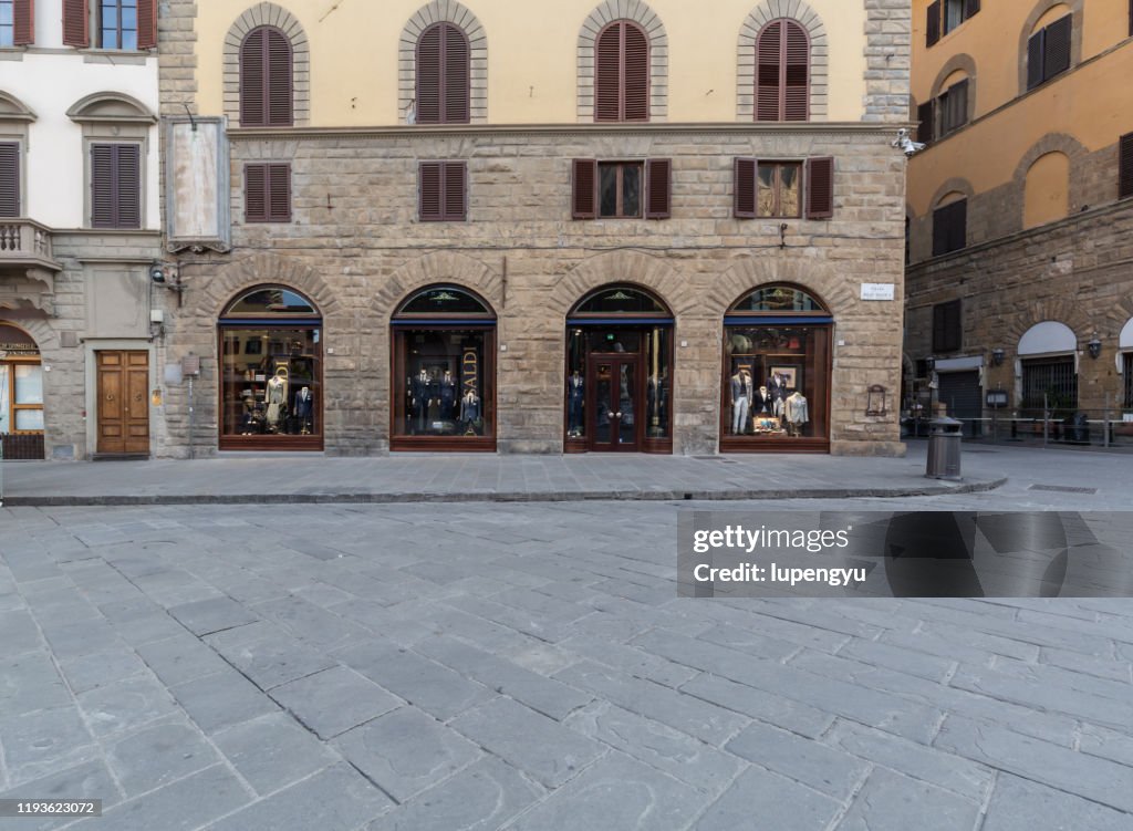 Empty street of Florence at morning