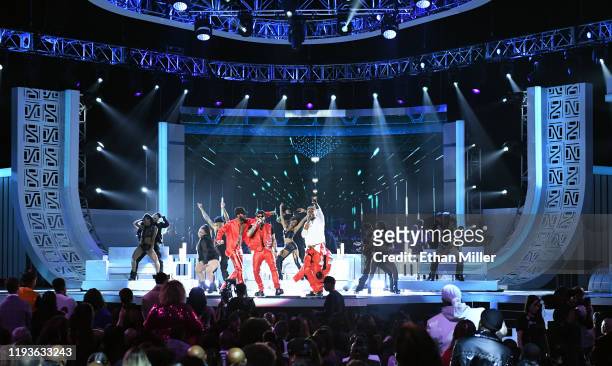 Luke James, Ro James and BJ The Chicago Kid perform during the 2019 Soul Train Awards presented by BET at the Orleans Arena on November 17, 2019 in...