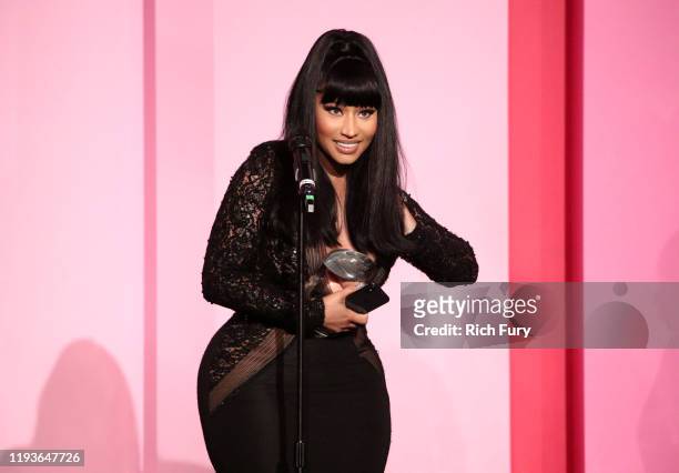 Nicki Minaj accepts the Gamechanger Award onstage during Billboard Women In Music 2019, presented by YouTube Music, on December 12, 2019 in Los...