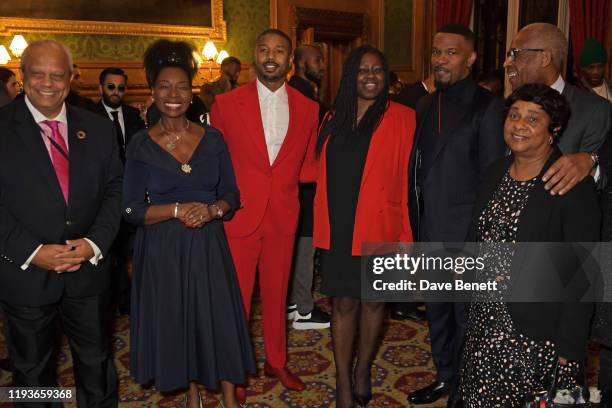 Lord Michael Hastings of Scarisbrick, Baroness Floella Benjamin, Michael B. Jordan, Marsha De Cordova MP, Jamie Foxx, Lord Simon Woolley and Baroness...