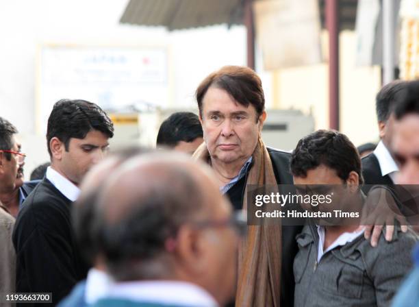 Randhir Kapoor at the funeral of Ritu Nanda, at Lodhi Road Crematorium on January 14, 2020 in New Delhi, India. Ritu Nanda, late actor Raj Kapoor's...