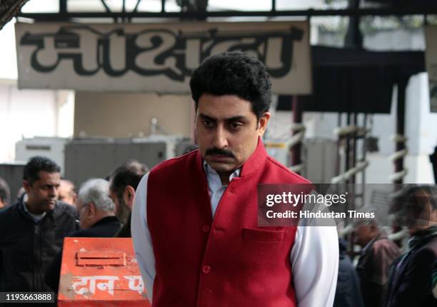 Abhishek Bachchan at the funeral of Ritu Nanda, at Lodhi Road Crematorium on January 14, 2020 in New Delhi, India. Ritu Nanda, late actor Raj...