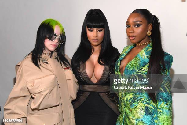 Billie Eilish, Nicki Minaj and Normani attend Billboard Women In Music 2019, presented by YouTube Music, on December 12, 2019 in Los Angeles,...