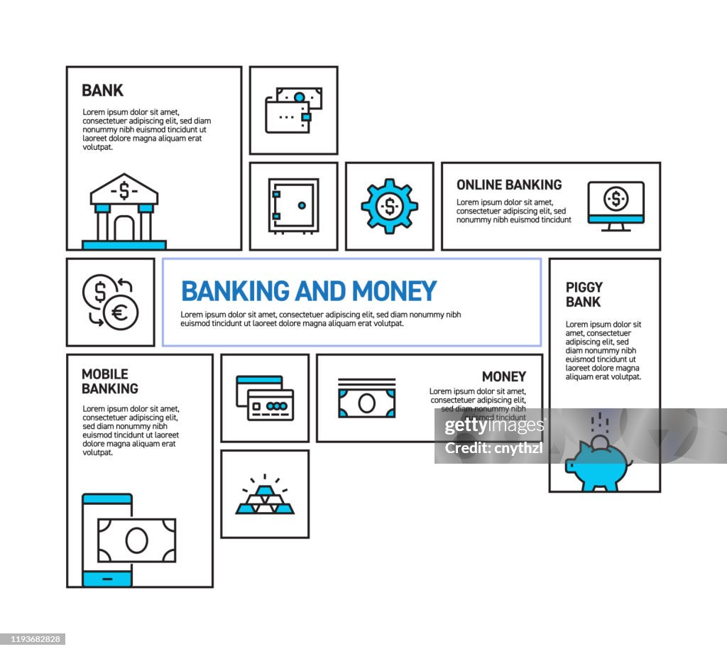 Basic Banking Graphics Banking And Money Related Vector Line Infographic Design High-Res ...