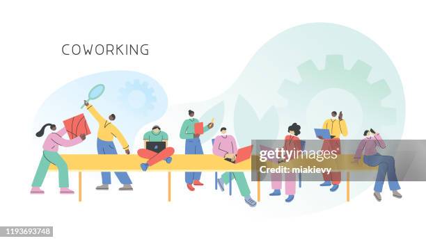 coworking - desk stock illustrations