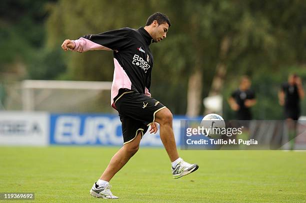 Carlos Labrin of Palermo controls the ball during a Palermo training session before a pre-season friendly match between US Citta di Palermo and...