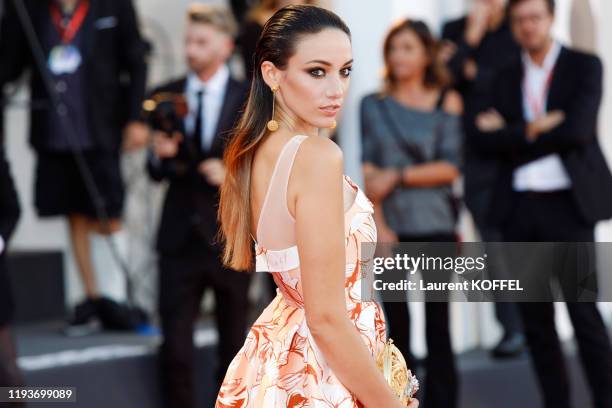 Delphine Wespiser walks the red carpet ahead of the "Lan Xin Da Ju Yuan" screening during the 76th Venice Film Festival at Sala Grande on September...