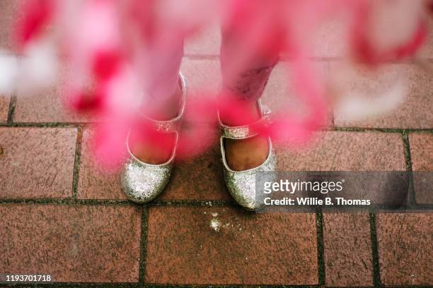 Close Up Of Young Girls Sparkly Shoes