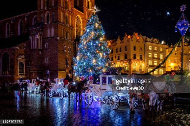 christmas time in krakow, poland - kraków stock pictures, royalty-free photos & images