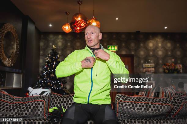 Former Welsh and British Lions rugby captain Gareth Thomas completes Day 4 of the Tour De Trophy challenge in aid of Sport Relief. Gareth is cycling...