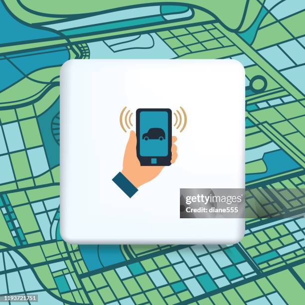 ilustraciones, imágenes clip art, dibujos animados e iconos de stock de icono de concepto de uso compartido de paseo en un mapa - mechanical drawing car