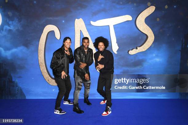 Larry Bourgeois, Jason Derulo and Laurent Bourgeois attend the "Cats" photocall at The Corinthia Hotel on December 13, 2019 in London, England.