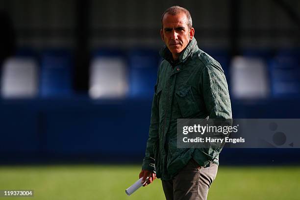 Swindon Town manager Paolo Di Canio looks on prior to the Pre Season Friendly match between Swindon Supermarine and Swindon Town at Swindon...