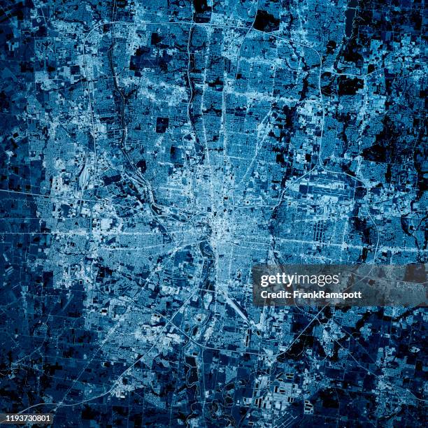 columbus ohio 3d render map blue top view sept 2019 - columbus ohio map stock pictures, royalty-free photos & images