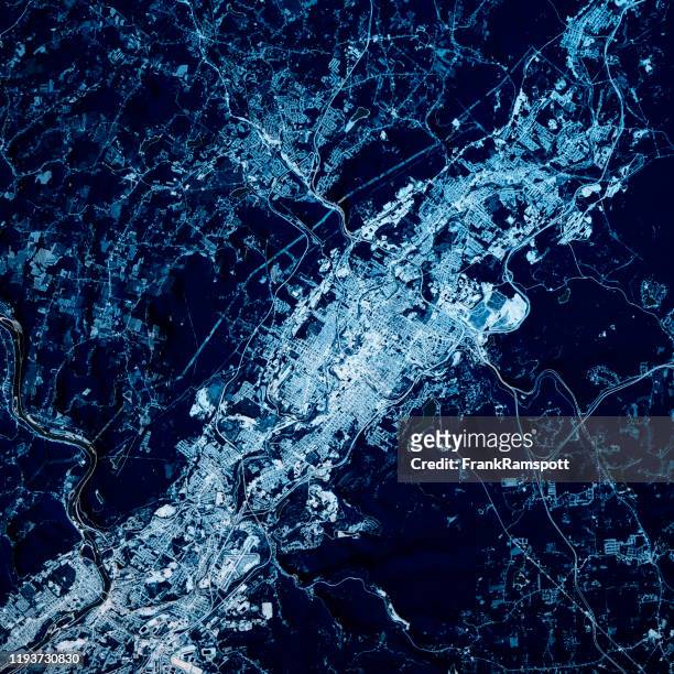 斯克蘭頓賓夕法尼亞州3d渲染地圖藍色頂視圖6月2018 - scranton pennsylvania 個照片及圖片檔