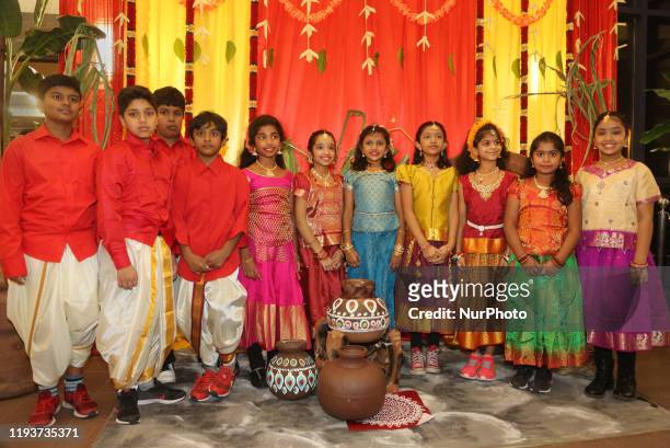 Tamils celebrate the Thai Pongal Festival in Markham, Ontario, Canada, on January 12, 2020. The festival of Thai Pongal is a thanksgiving festival...
