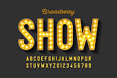 Broadway style retro light bulb font