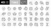 Time and Clock Line Icons. Editable Stroke. Pixel Perfect. For Mobile and Web