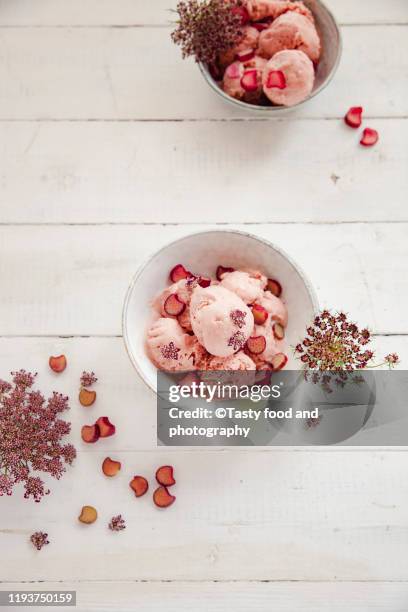 homemade ice-cream - rabarber stockfoto's en -beelden