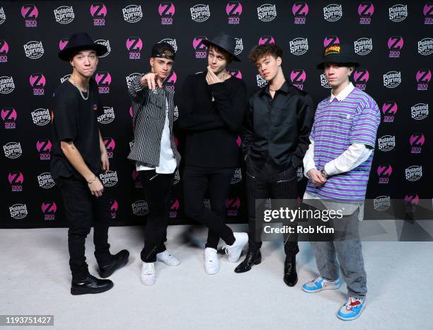 Daniel Seavey, Corbyn Besson, Jonah Marais, Zach Herron, and Jack Avery of Why Don't We attend the z100 All Access Lounge presented by Poland Spring...