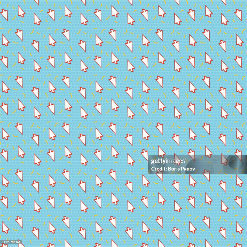 Happy Tech Cursor Seamless Pattern for a Newborn Baby Boy or Flyer and Poster Templates