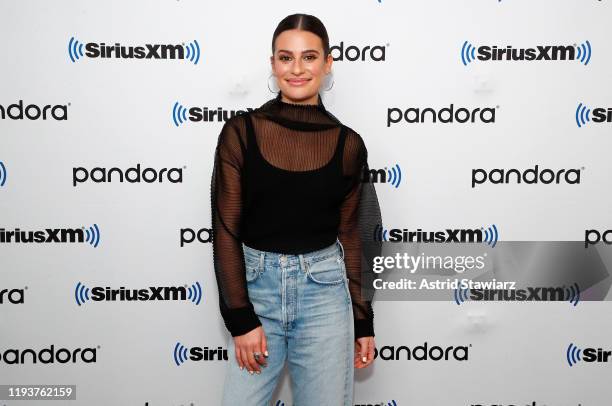 Actress Lea Michele visits the SiriusXM Studios on December 13, 2019 in New York City.