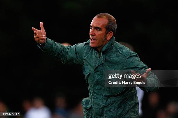 Swindon Town manager Paolo Di Canio reacts during the Pre Season Friendly match between Swindon Supermarine and Swindon Town at Swindon Supermarine...