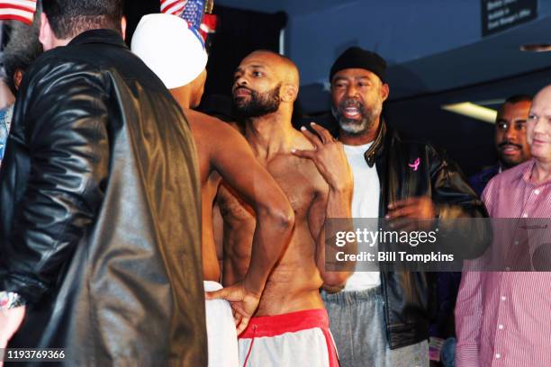 November 3: MANDATORY CREDIT Bill Tompkins/Getty Images Felix Trinidad and Roy Jones Jr poseduring their weigh-in in on November 3, 2008 in New York...