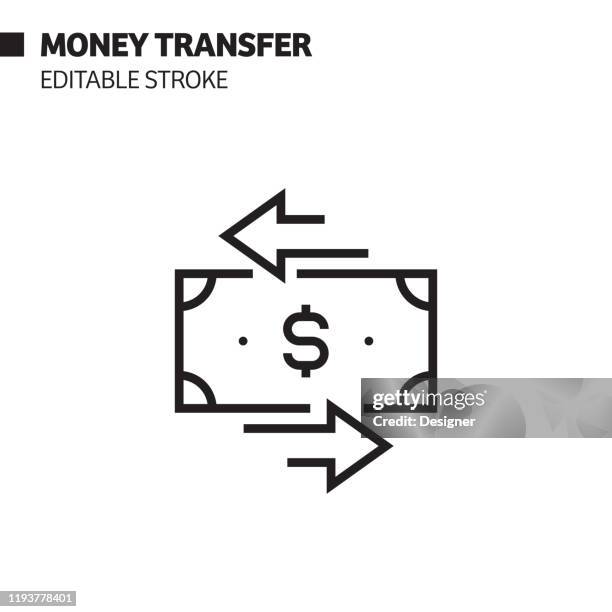 money transfer line icon, outline vector symbol illustration. pixel perfect, editable stroke. - moneytransfer stock illustrations