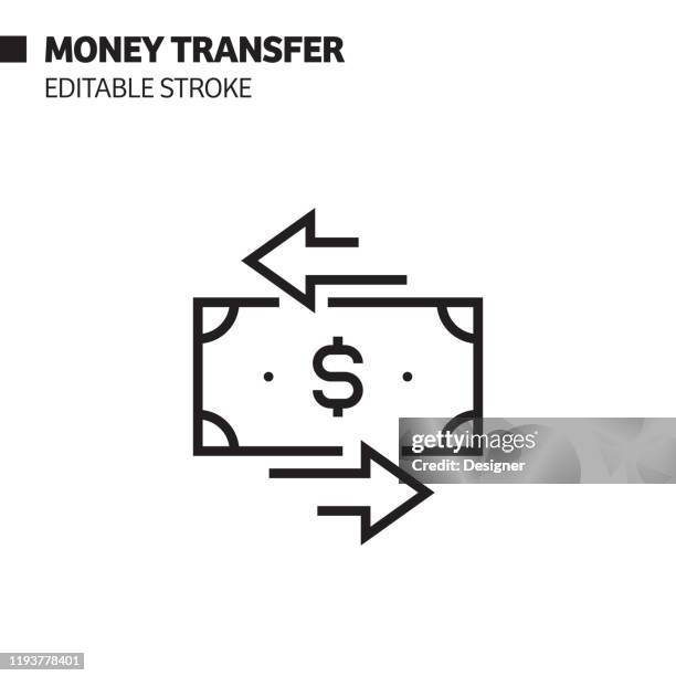 money transfer line icon, outline vector symbol illustration. pixel perfect, editable stroke. - money transfer stock illustrations