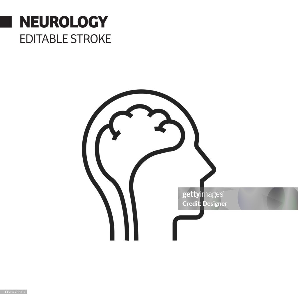 Neurology Line Icon, Outline Vector Symbol Illustration. Pixel Perfect, Editable Stroke.