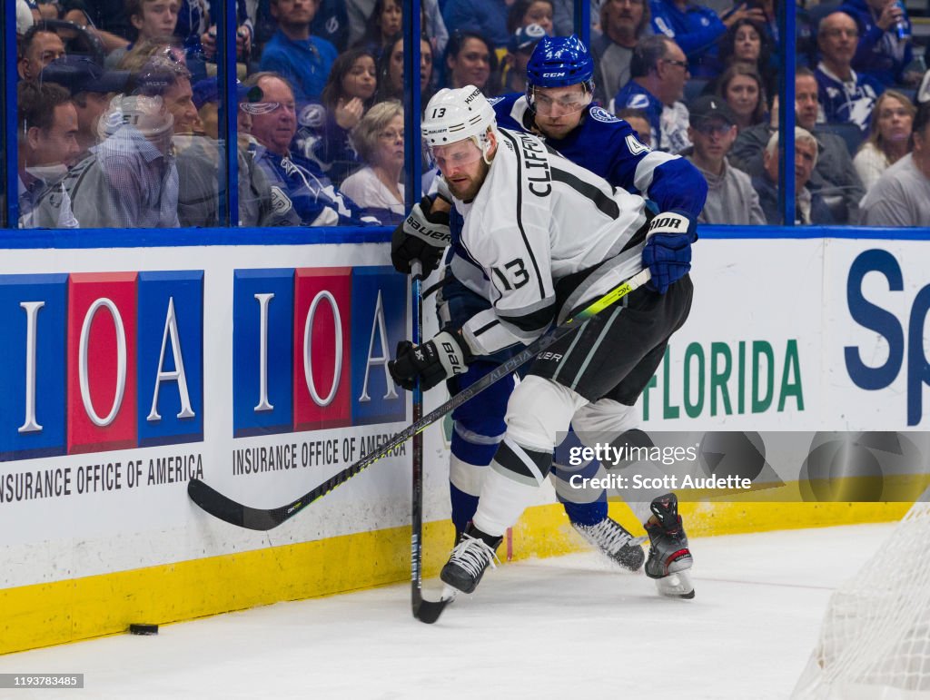 Jan Rutta Lightning Jan Rutta of the Tampa Bay Lightning skates against Kyle Clifford of ...