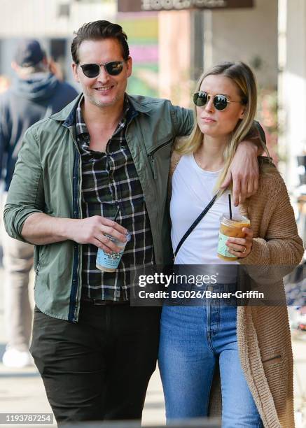 Peter Facinelli and fiancee Lily Anne Harrison are seen on January 14, 2020 in Los Angeles, California.