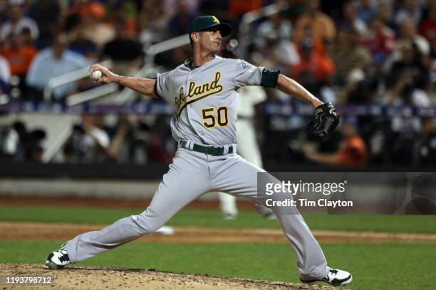 Grant Balfour of the Oakland Athletics pitches during the 84th MLB All-Star Game at Citi Field on Tuesday, July 16, 2013 at Citi Field in the...