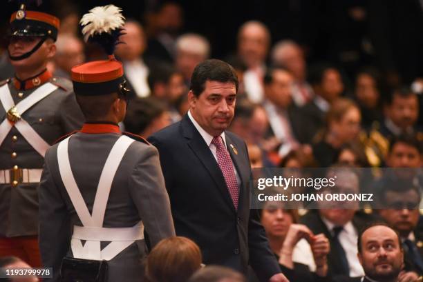 Paraguayan Vice President Hugo Velazquez, arrives at the ceremony inauguration of Guatemalan new President Alejandro Giammattei at the National...