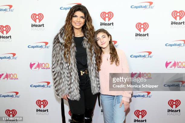 Teresa Giudice and Audriana Giudice arrive at iHeartRadio's Z100 Jingle Ball 2019 Presented By Capital One on December 13, 2019 in New York City.