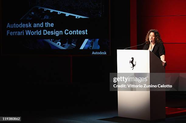 Brenda Fischer attends the Ferrari World Design Contest on July 19, 2011 in Maranello, Italy. The Ferrari World Design Contest has been launched by...