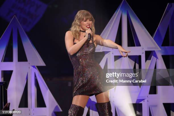 Taylor Swift arrives at iHeartRadio's Z100 Jingle Ball 2019 at Madison Square Garden on December 13, 2019 in New York City.