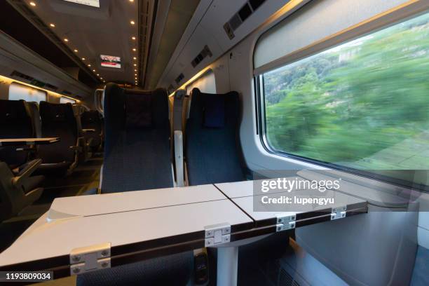 empty seats in train,italy - bahnwaggon innenansicht stock-fotos und bilder