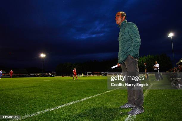 Swindon Town manager Paolo Di Canio watches from the sidelines during the Pre Season Friendly match between Swindon Supermarine and Swindon Town at...