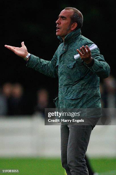 Swindon Town manager Paolo Di Canio reacts during the Pre Season Friendly match between Swindon Supermarine and Swindon Town at Swindon Supermarine...