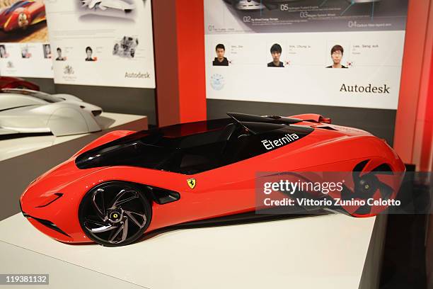 Design of Hongik University Seoul is displayed on July 19, 2011 in Maranello, Italy. The Ferrari World Design Contest has been launched by Ferrari in...