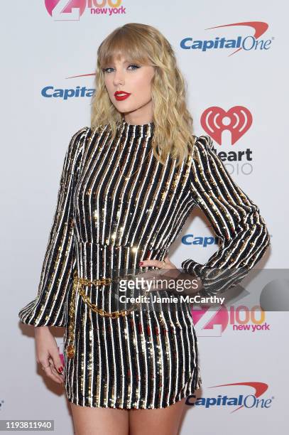 Taylor Swift poses backstage at iHeartRadio's Z100 Jingle Ball 2019 Presented By Capital One on December 13, 2019 in New York City.