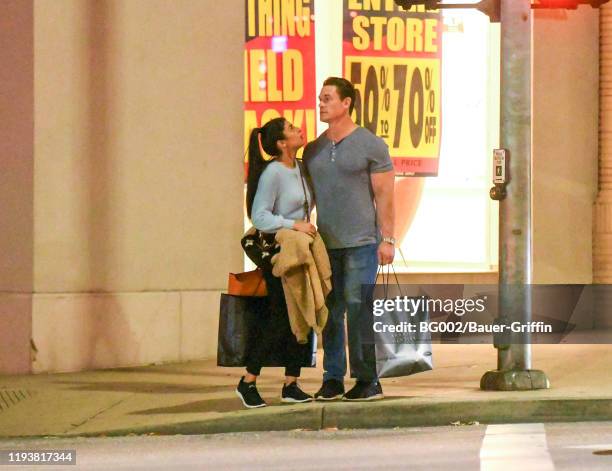 Shay Shariatzadeh and John Cena are seen on January 14, 2020 in Los Angeles, California.