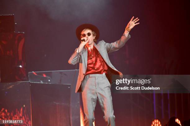 Singer Beck performs onstage during the KROQ Absolut Almost Acoustic Christmas 2019 at Honda Center on December 07, 2019 in Anaheim, California.