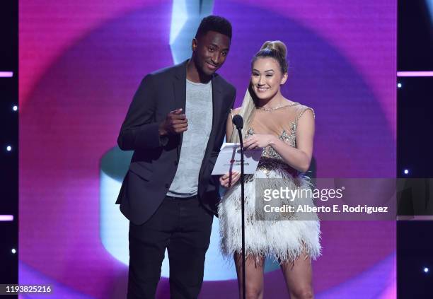 Marques Brownlee and Lauren Riihimaki speak onstage during The 9th Annual Streamy Awards on December 13, 2019 in Los Angeles, California.